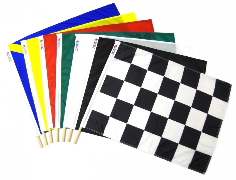 TrackFlag™ Professional Race Flag Set of 7 - Printed Checkered & Yellow Stripe Passing - Image 3