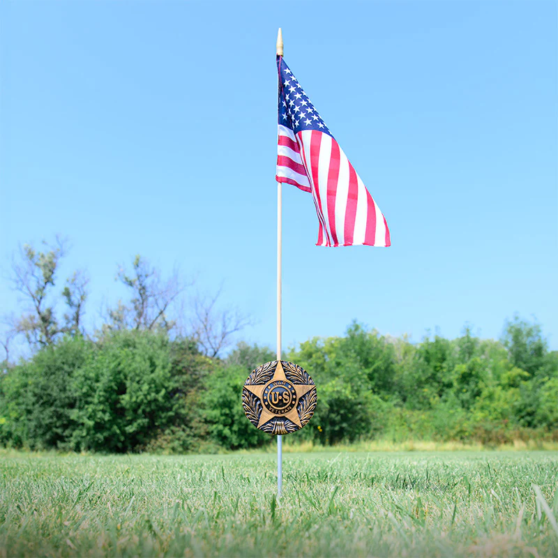 US War Veteran Grave Marker & Flag Holder with Aluminum Ground Spike | Made in USA - Image 3