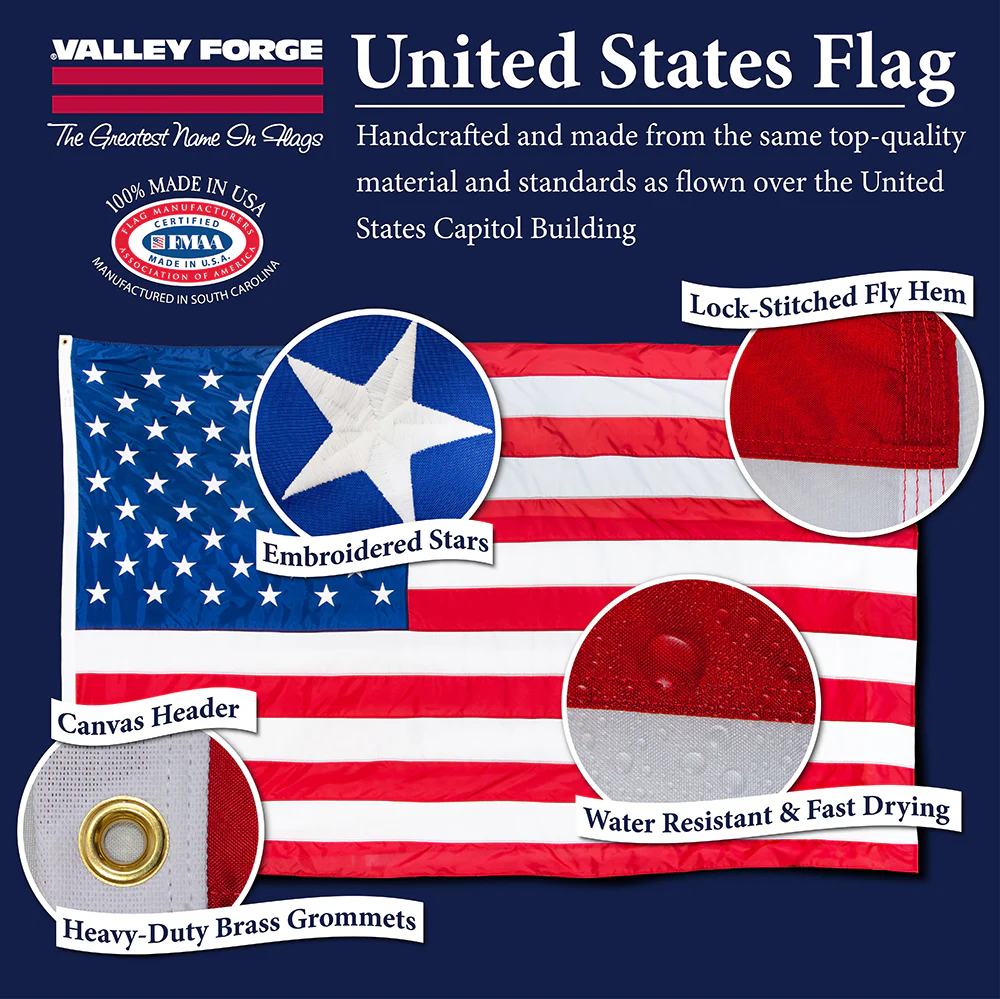 Valley Forge Perma-Nyl American Flag *Made in USA* - Image 3