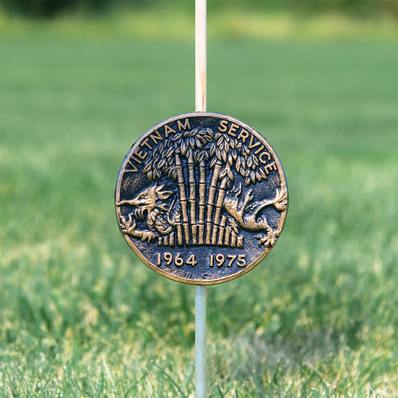 Vietnam Service Grave Marker & Flag Holder with Aluminum Ground Spike | Made in USA - Image 2