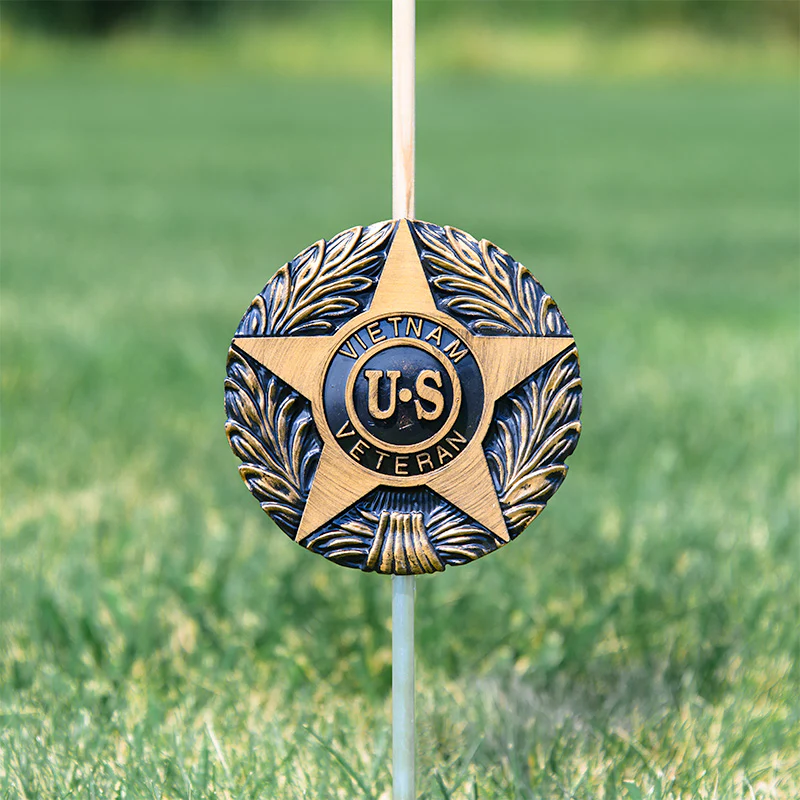 Vietnam Veteran Grave Marker & Flag Holder with Aluminum Ground Spike | Made in USA - Image 2