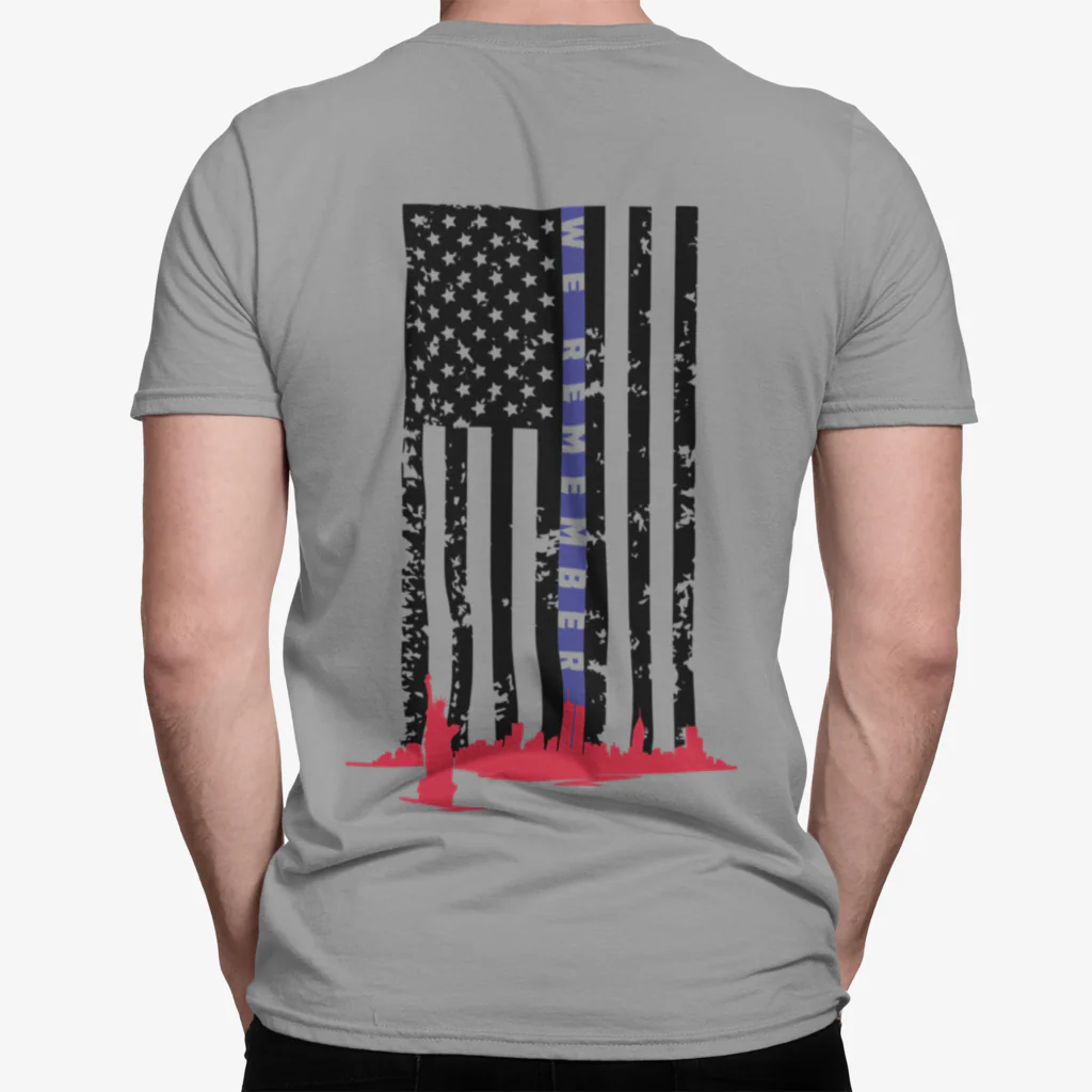 We Remember 9.11.01 Blue Line T-Shirt - Image 2
