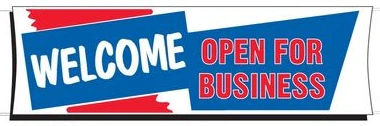 Welcome Open for Business Banner - 3'x10'