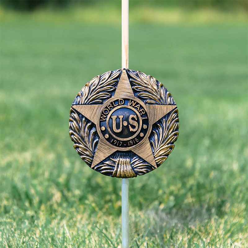 WWI Veteran Grave Marker & Flag Holder with Aluminum Ground Spike | Made in USA - Image 2