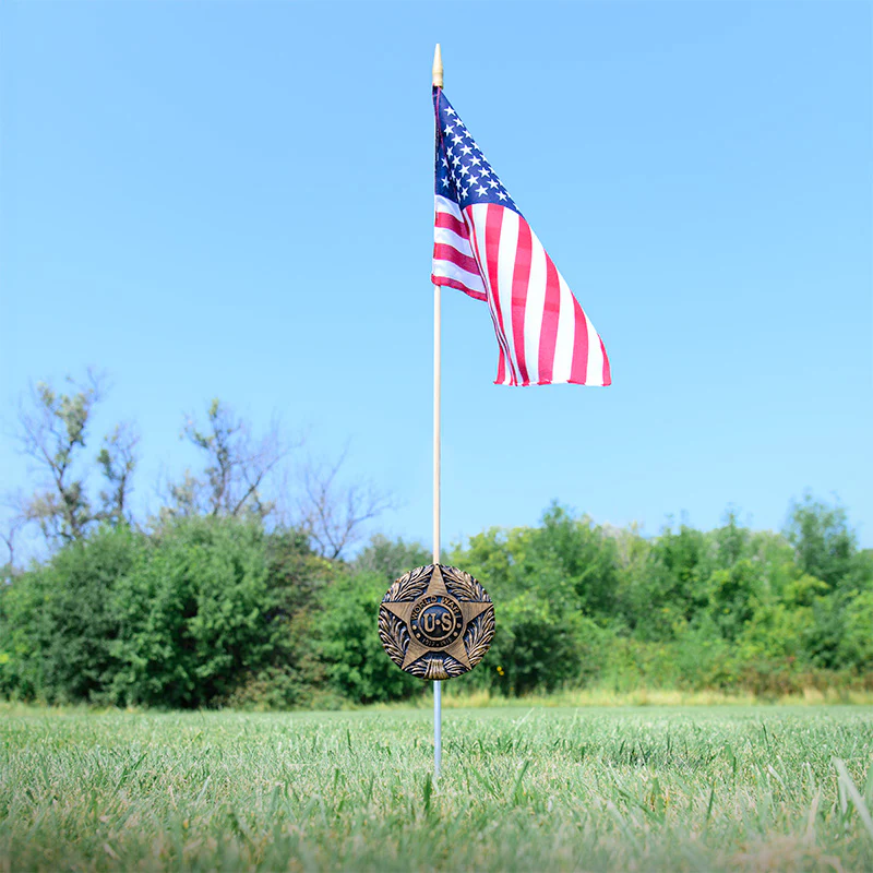 WWI Veteran Grave Marker & Flag Holder with Aluminum Ground Spike | Made in USA - Image 3